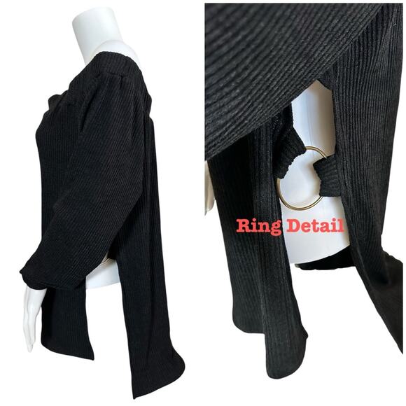 #T84 SABO SKIRT Ribbed Lightweight Sweater With Ring Detail SZ L $79 - Picture 4 of 10